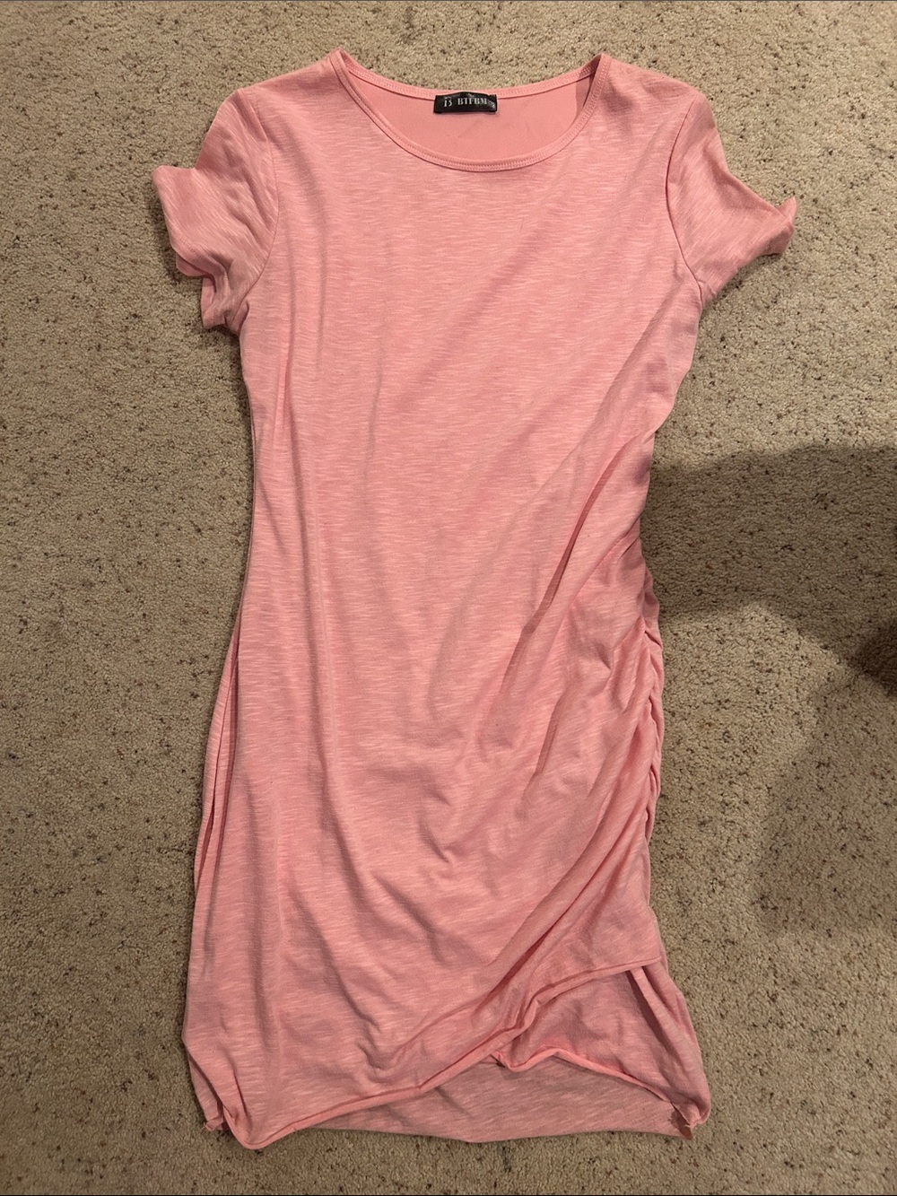 BTFBM Pink Short Sleeve Ruched T-Shirt Dress